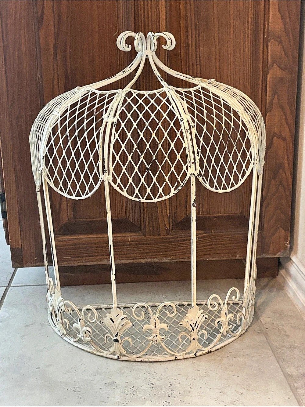 Metal Decorative Birdcage Shelf, Cream